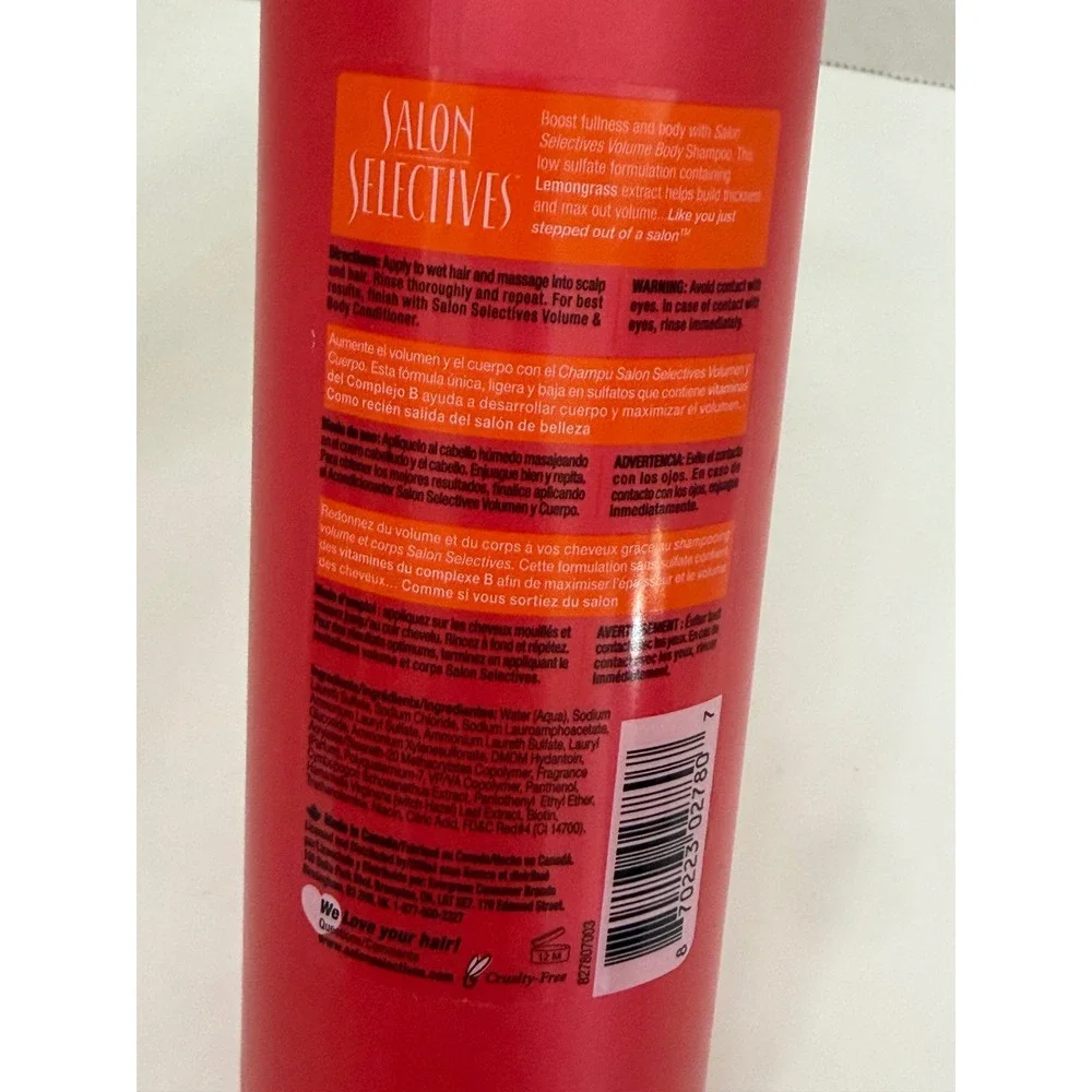Salon Selectives Volume Body Shampoo Lemongrass Low Sulfate Paraben Free 16.1oz